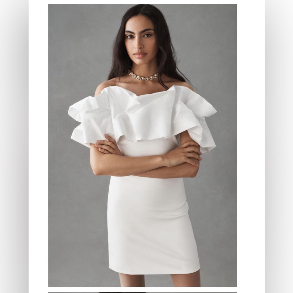 LANTHROPOLOGIE SUNDAY IN BROOKLYN sz L Off-The-Shoulder Ruffle Dress